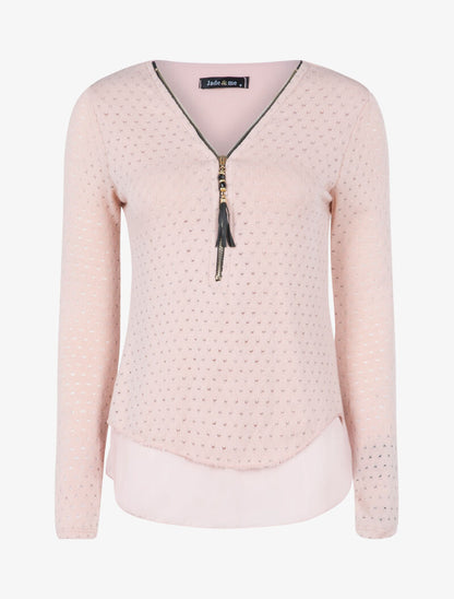 Top en maille à imprimé moucheté brillant - rose - 3