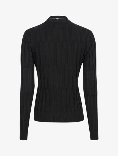 Pull à relief graphique à col montant - noir - 2