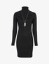 Robe-pull côtelée à bord fendu - noir - 1