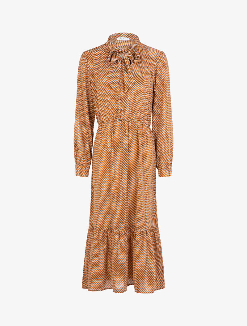 Robe fluide à imprimé moucheté graphique - camel - 1