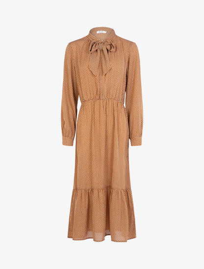 Robe fluide à imprimé moucheté graphique - camel - 1