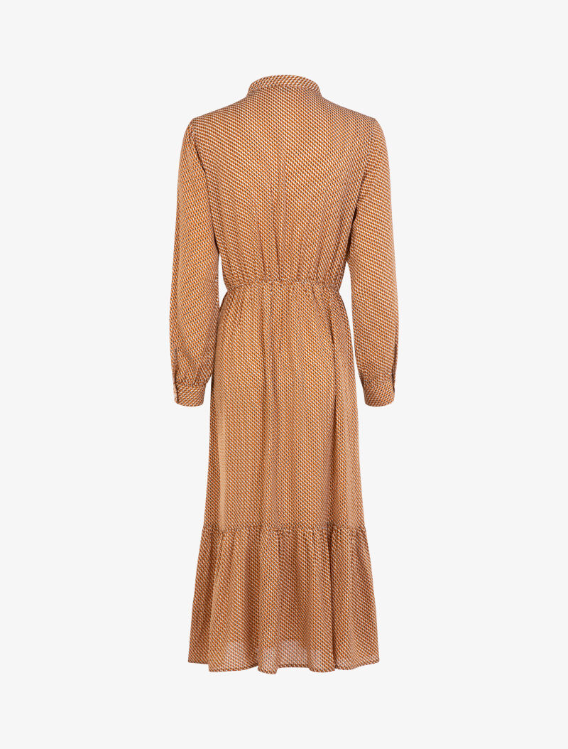 Robe fluide à imprimé moucheté graphique - camel - 2