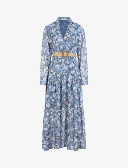 Robe longue à imprimé floral - bleu - 1