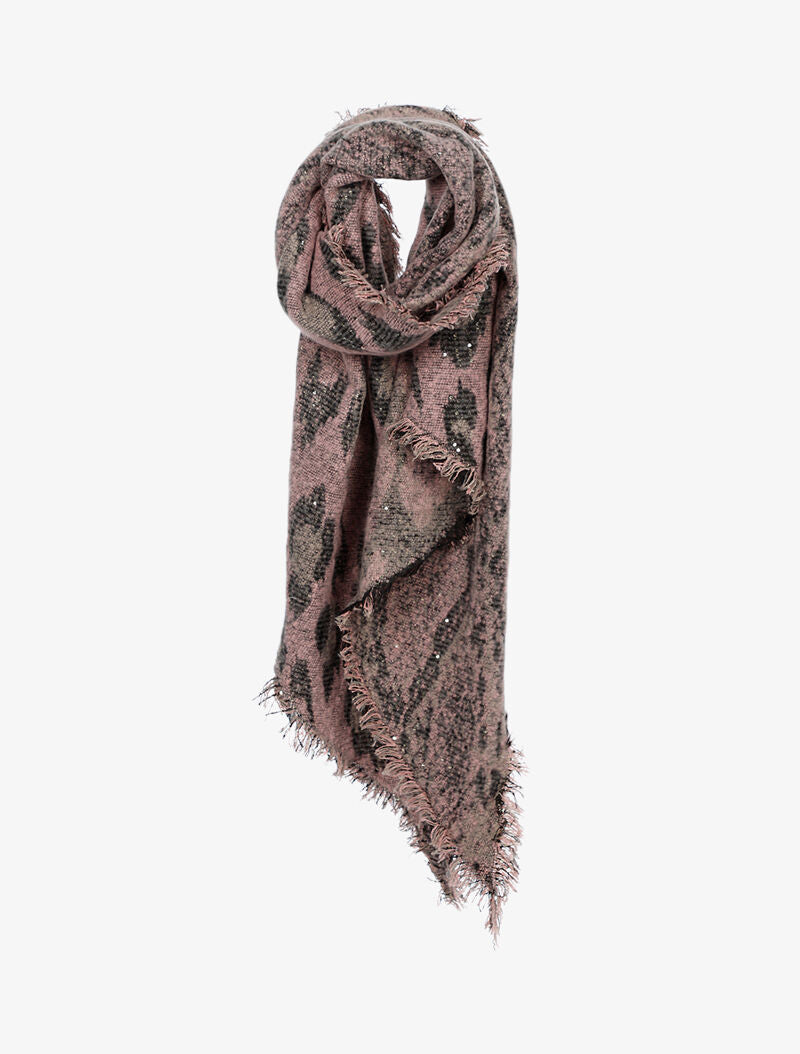 Echarpe biseautée imprimé léopard - rose - 1