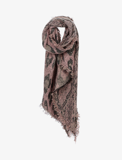 Echarpe biseautée imprimé léopard - rose - 1