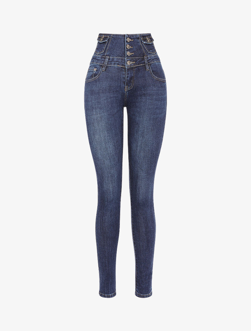 Jean skinny à taille empire - bleu denim - 1