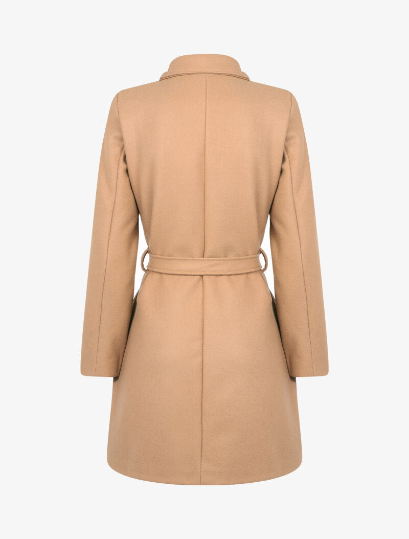 Manteau uni à col cranté - camel - 2