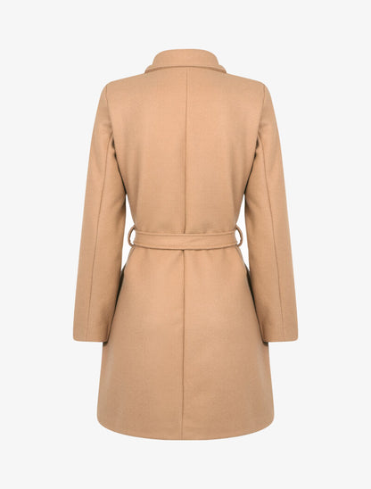Manteau uni à col cranté - camel - 2