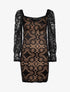 Robe en broderie fleurie - noir/camel - 1