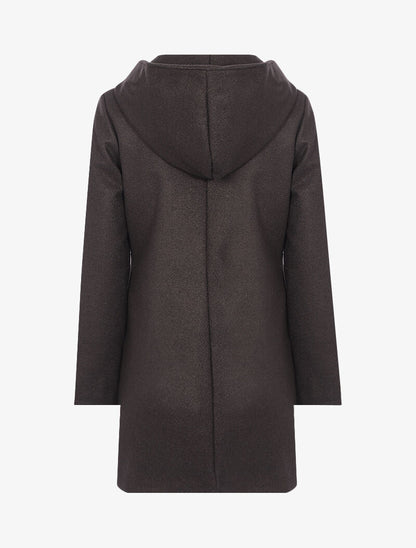 Manteau uni à capuche - noir - 2