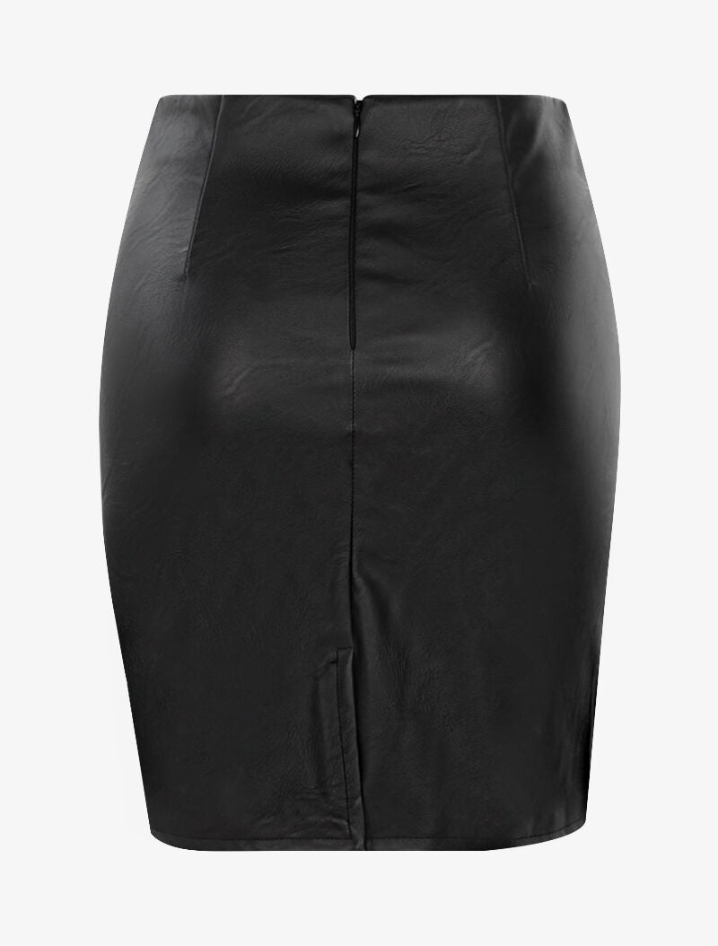 Jupe effet froissé en simili - noir - 3