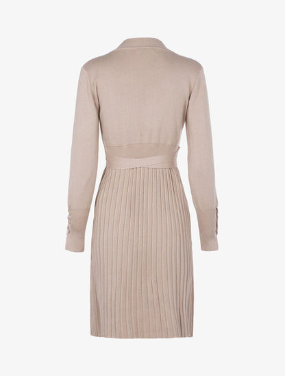 Robe gaufrée à manches bishop - beige rosé - 2