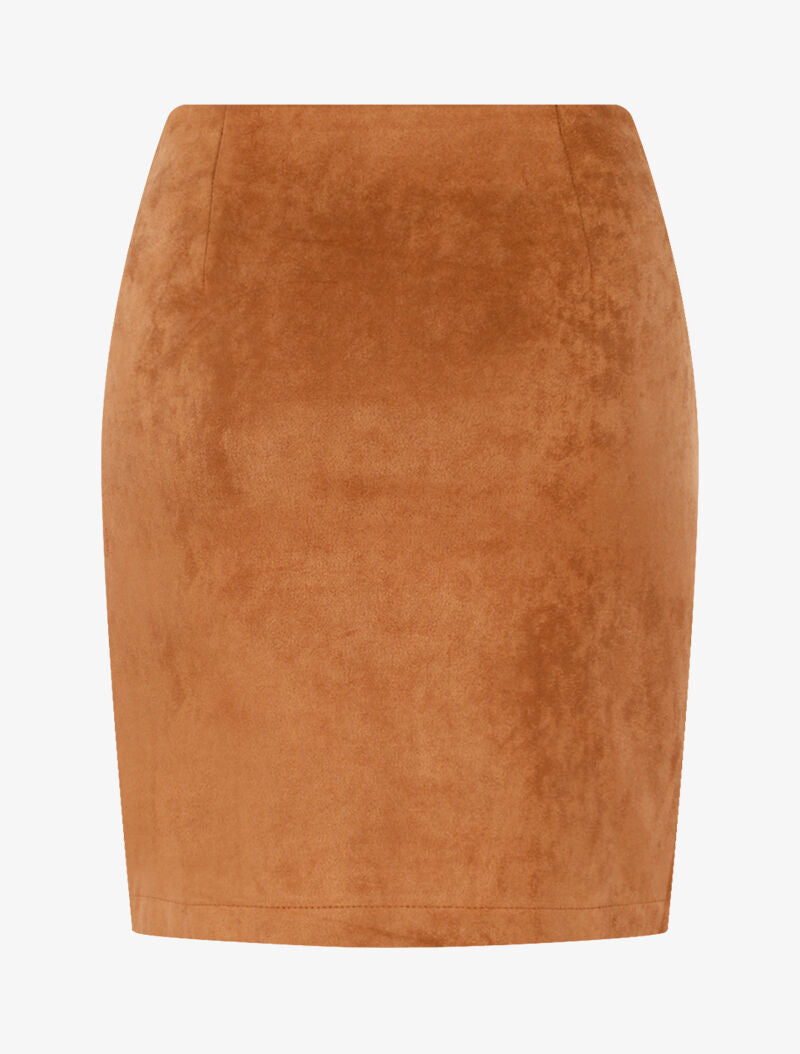 Jupe en suédine style portefeuille drapé - camel - 2