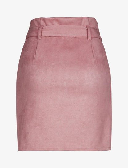 Jupe en suédine à boutons argentés - rose - 2