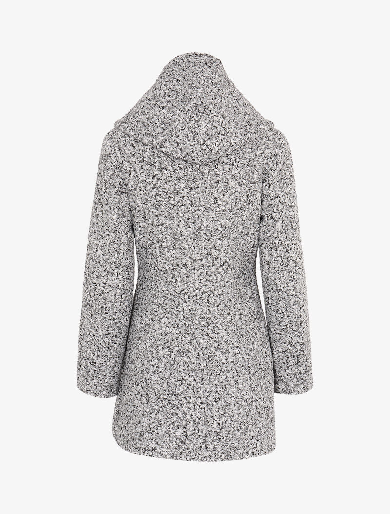 Manteau effet laine bouclette à capuche - gris clair - 2