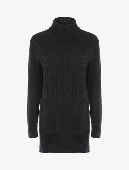 Robe pull à bandes texturées - noir - 1