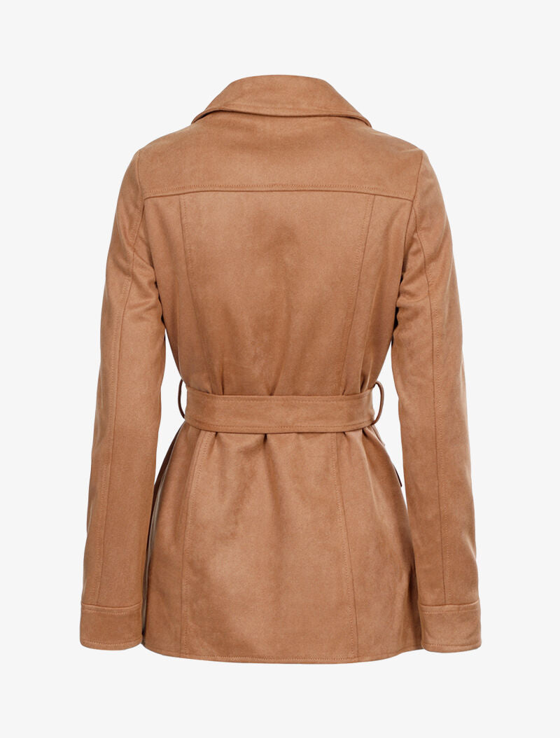 Veste suédée à boutons pression - camel - 2