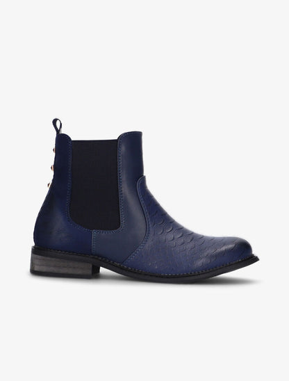 Boots effet écailles à côté élastiqué - bleu nuit - 5