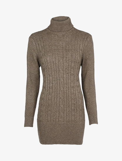 Robe pull à bandes texturées - taupe - 1