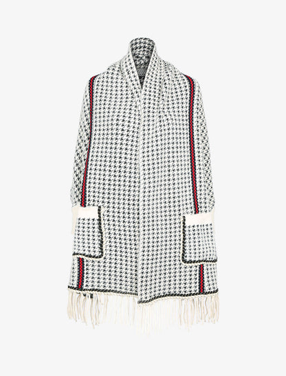 Gilet jeté à imprimé pied de poule - blanc - 1