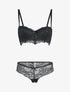 Ensemble à dentelle à fleurs et arabesques - noir - 1