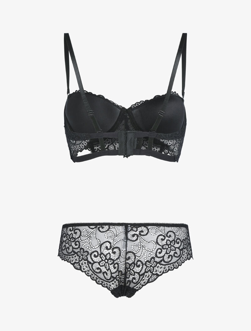Ensemble à dentelle à fleurs et arabesques - noir - 2