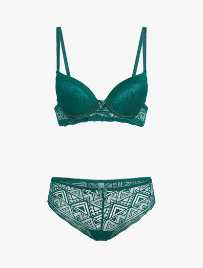 Ensemble à triangles en dentelle - vert sapin - 1