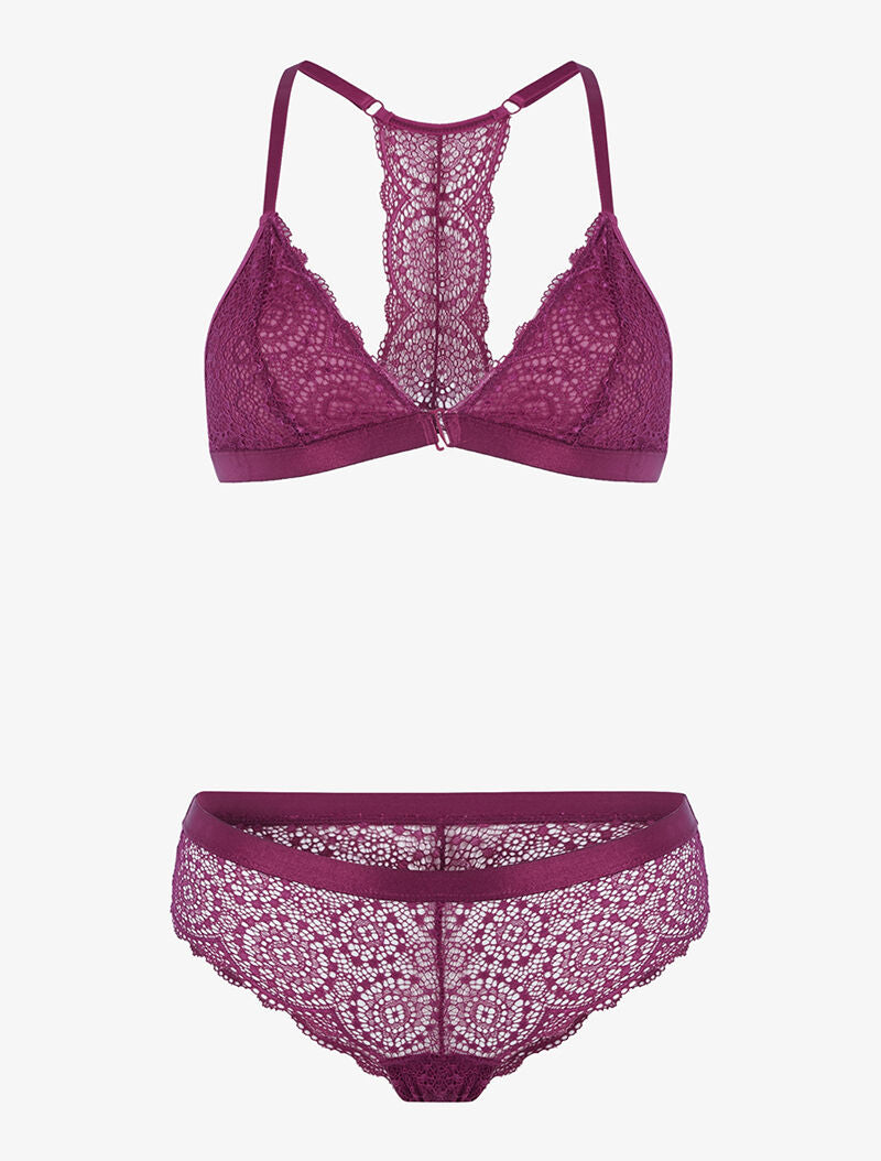 Ensemble en dentelle sans armatures - violet - 1