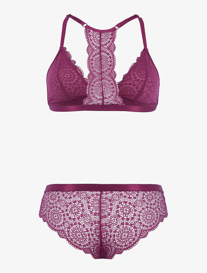 Ensemble en dentelle sans armatures - violet - 2