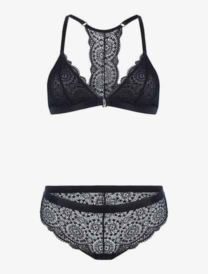 Ensemble en dentelle sans armatures - noir - 1
