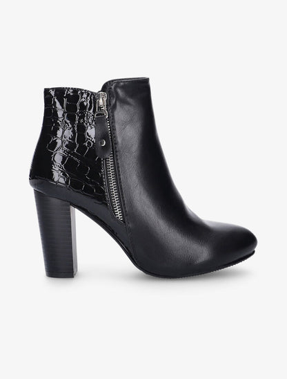 Bottines à talons et contrefort écailles - noir - 2