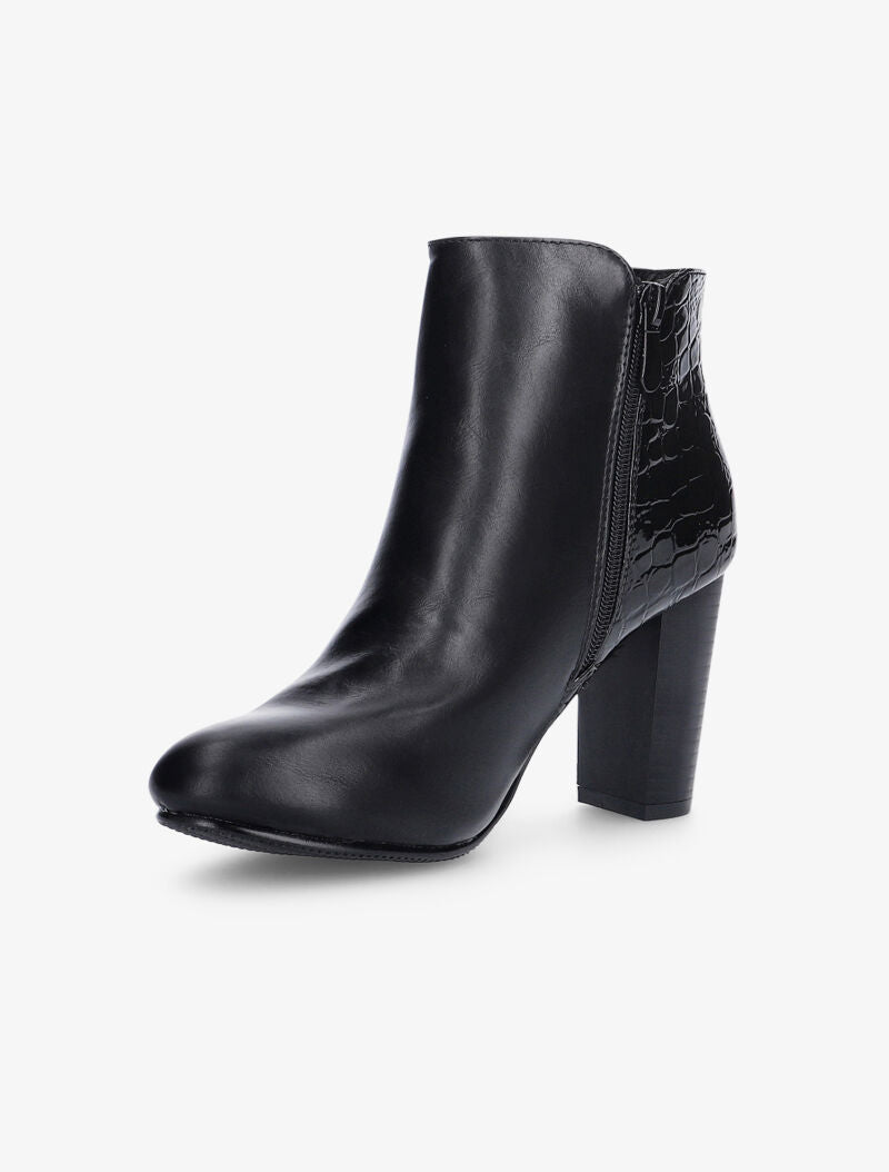 Bottines à talons et contrefort écailles - noir - 4