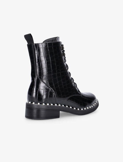 Boots croco à tour de semelle perlé - noir - 4