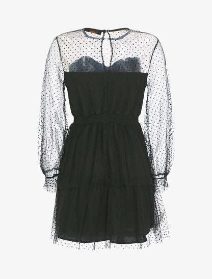 Robe patineuse en tulle à pois - noir - 2