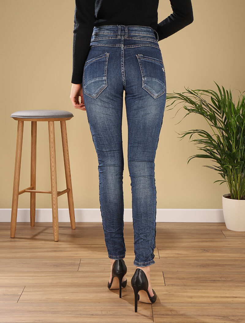 Jean à liseré de perles - denim foncé - 2