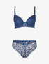 Ensemble push up en dentelle stylisée - bleu - 3