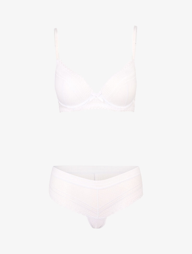 Ensemble emboitant effet broderies - blanc - 3