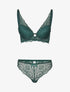Ensemble ampliforme en dentelle fleurie - vert - 1