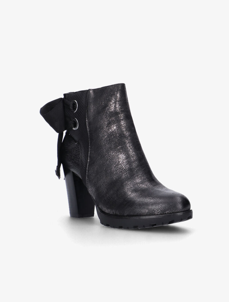 Bottines à effet vieilli et noeuds - noir - 3