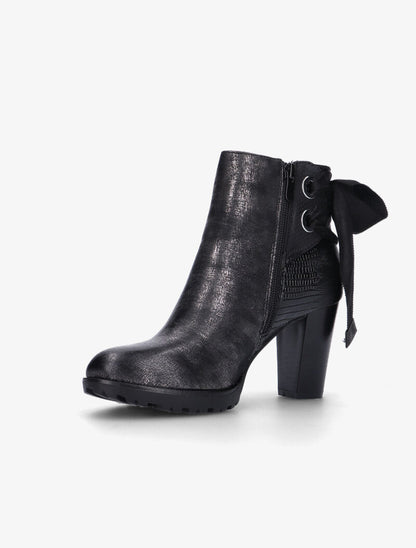 Bottines à effet vieilli et noeuds - noir - 4