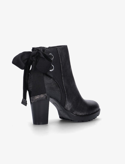 Bottines à effet vieilli et noeuds - noir - 5