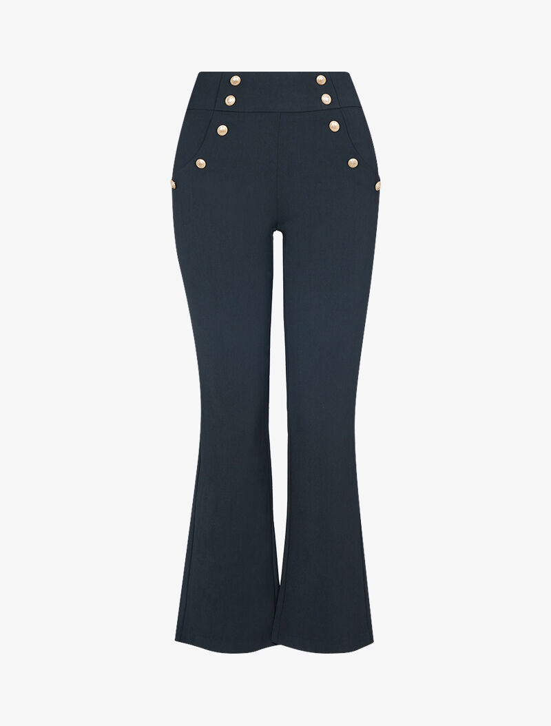 Pantalon style officier à poches à boutons - noir - 1