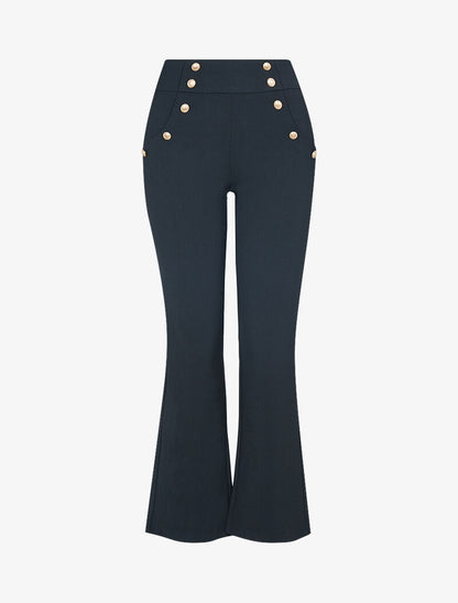 Pantalon style officier à poches à boutons - noir - 1