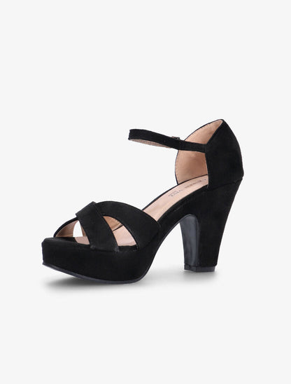 Sandales semi compensées à brides croisées - noir - 3