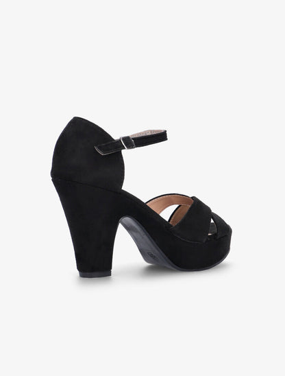 Sandales semi compensées à brides croisées - noir - 4