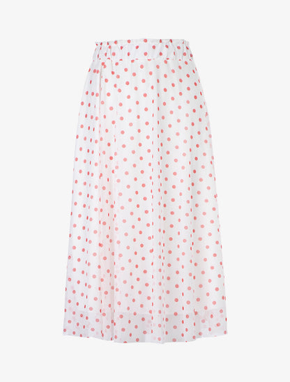 Jupe midi à imprimé pois - blanc - 3