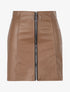 Jupe droite zippée en simili - camel - 3