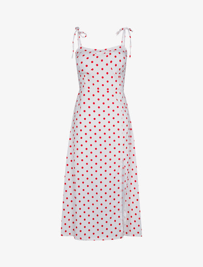 Robe fendue à pois - blanc - 1