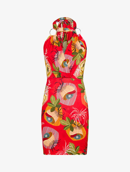 Robe imprimée à bretelles extra longues - rouge - 3