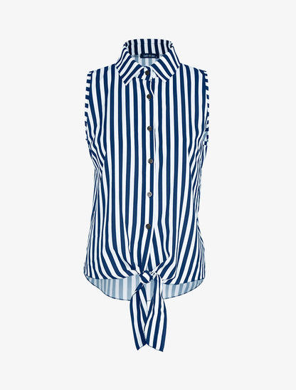 Chemise sans manches à rayures - marine - 1